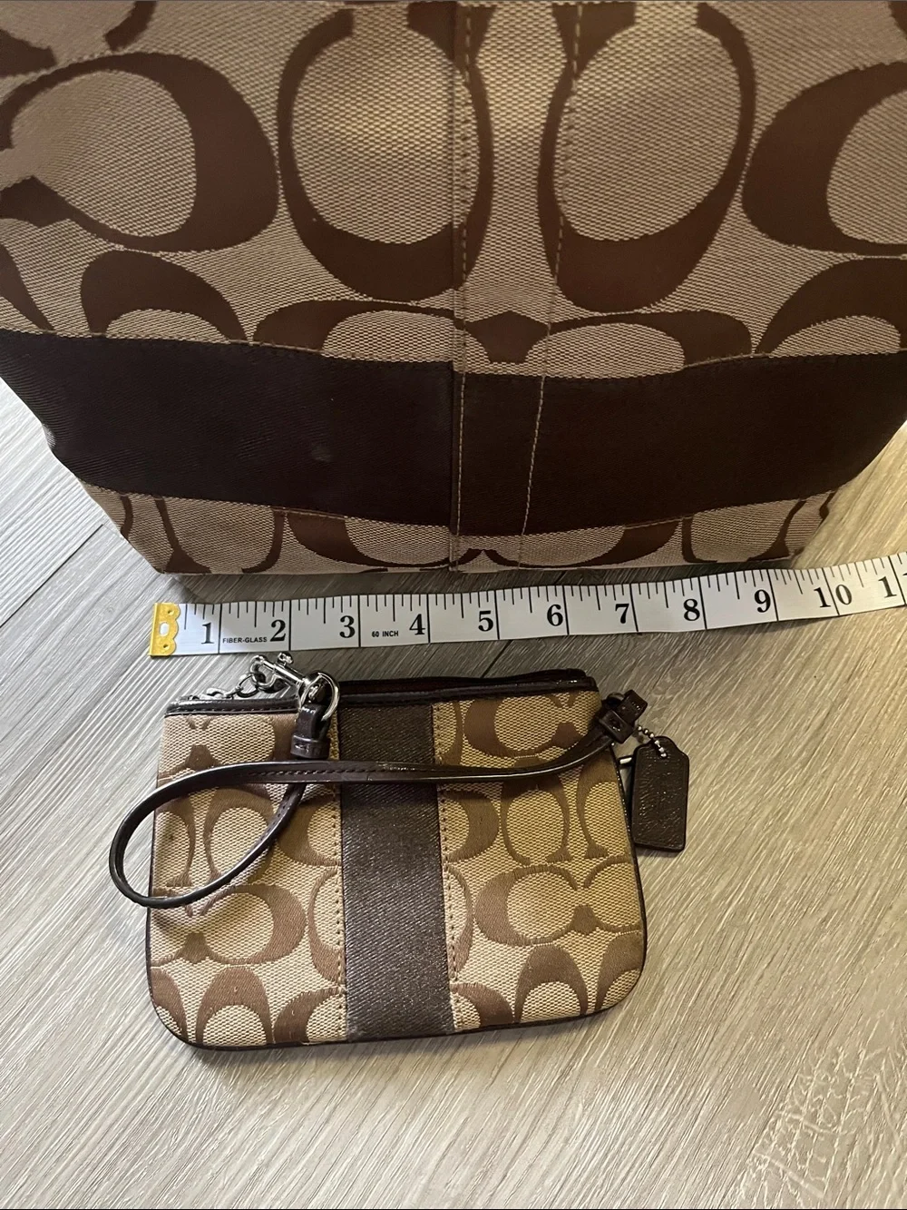 Coach Brown Signature Canvas Tote with Coin Pouch